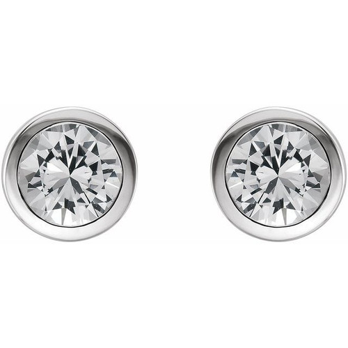 Sterling Silver Natural White Gold Sapphire Bezel Set Earrings |$698
