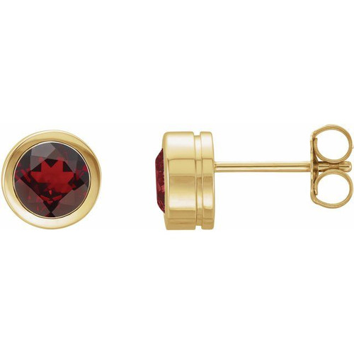 14K Yellow Natural Mozambique Garnet Bezel-Set Earrings