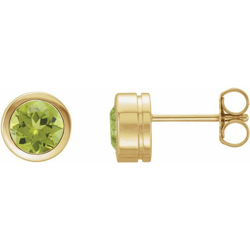 14K Yellow Natural Peridot Bezel-Set Earrings