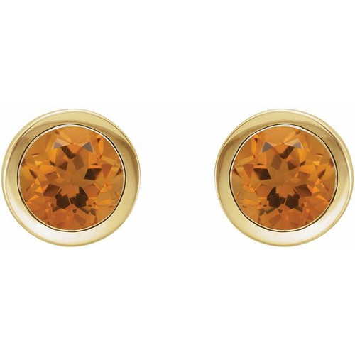 14K Yellow Natural Citrine Bezel-Set Earrings