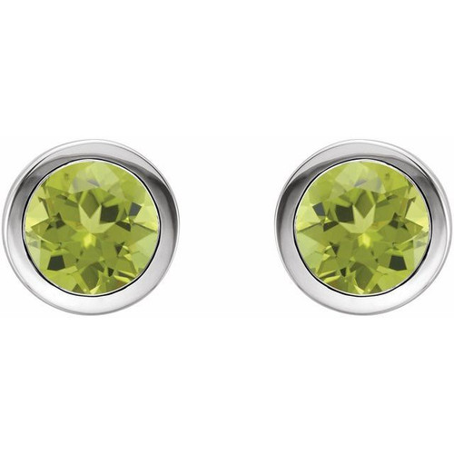 Sterling Silver Natural Peridot Bezel Set Earrings |$272