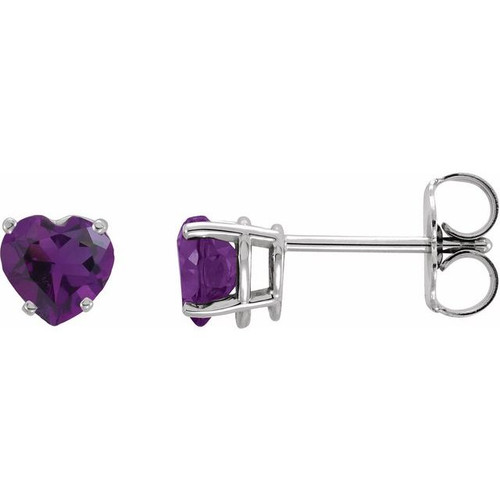Platinum Natural Amethyst Heart Earrings |$493