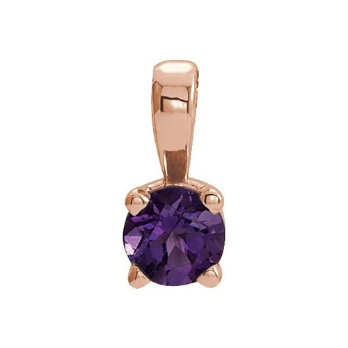 14K Rose 3 mm Natural Amethyst 16-18" Necklace