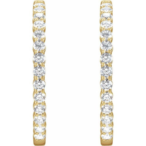 14K Yellow 5 CTW Lab-Grown Diamond Inside-Outside Hinged 37.8 mm Hoop Earrings