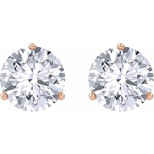  Created Moissanite Earrings in 14 Karat Rose Gold 4 mm Round Forever One Moissanite Earrings