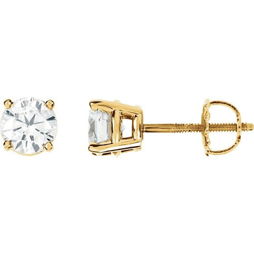 White Diamond Earrings in 14 Karat Yellow Gold 0.50 Carat Diamond Earrings