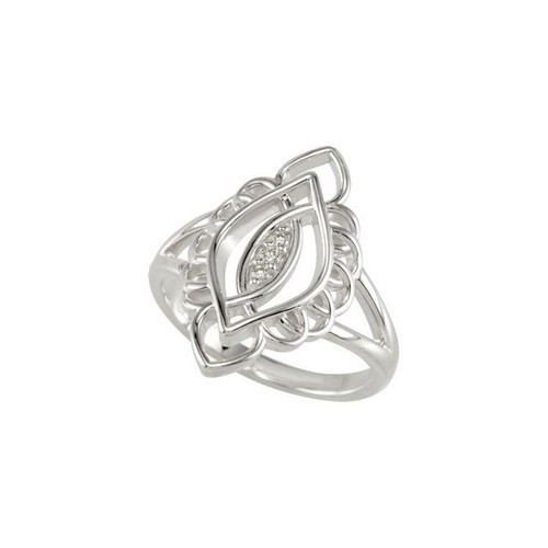 Sterling Silver .04 CTW Natural Diamond Filigree Ring