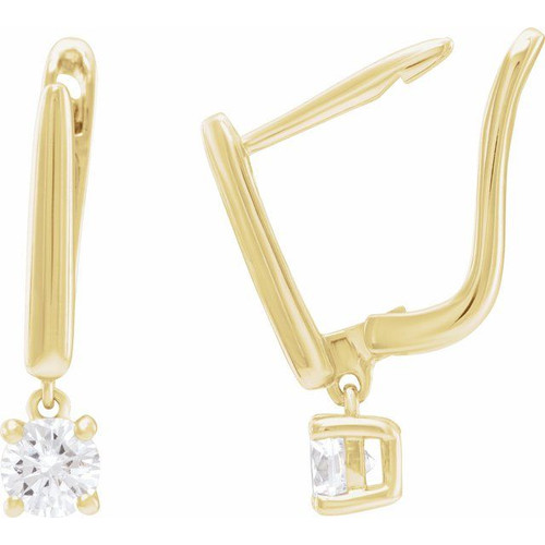 14K Yellow 1/2 CTW Lab-Grown Diamond Lever Back Earrings