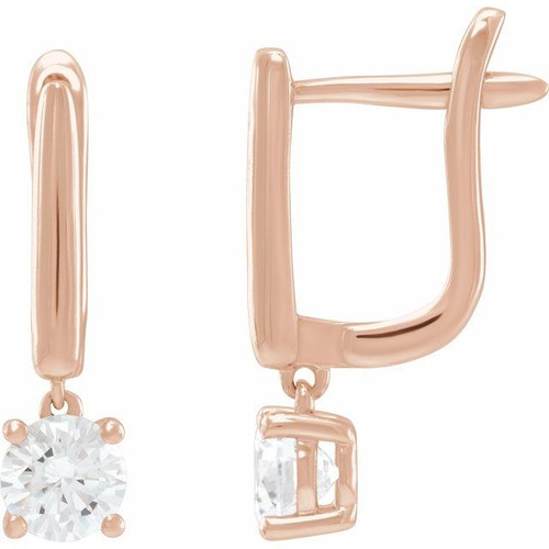 14K Rose 1/2 CTW Lab-Grown Diamond Lever Back Earrings