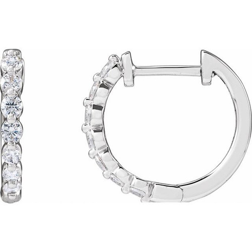 14K White 1/2 CTW Lab-Grown Diamond Hoop Earrings