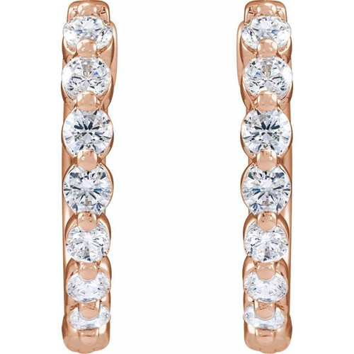 14K Rose 1/2 CTW Lab-Grown Diamond Hoop Earrings