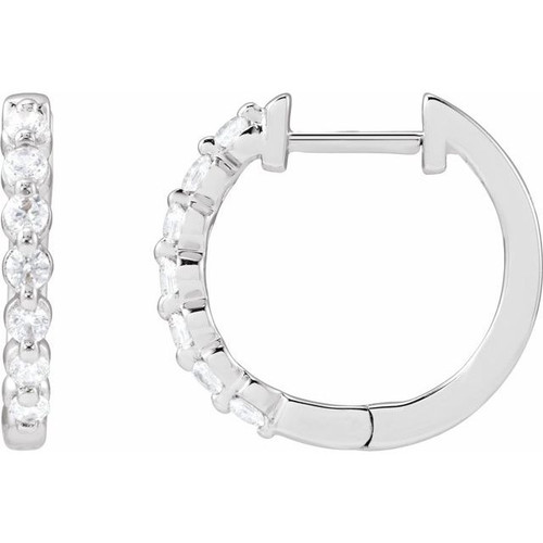 14K White 1/3 CTW Lab-Grown Diamond Hoop Earrings
