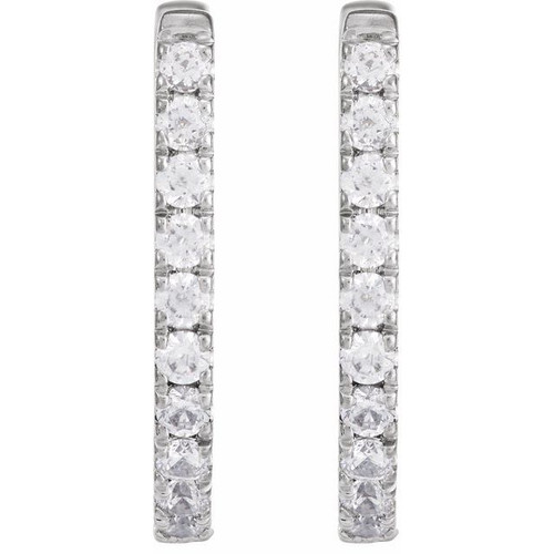14K White 1/3 CTW Lab-Grown Diamond Hoop Earrings