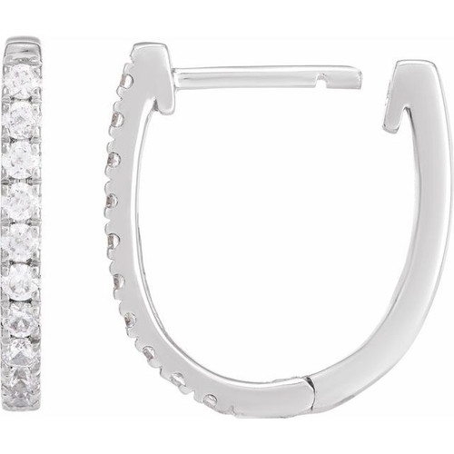 14K White 1/3 CTW Lab-Grown Diamond Hoop Earrings