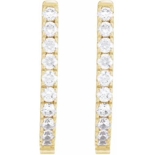 14K Yellow 1/2 CTW Lab-Grown Diamond Hoop Earrings