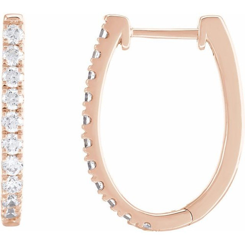 14K Rose 3/4 CTW Lab-Grown Diamond Hoop Earrings
