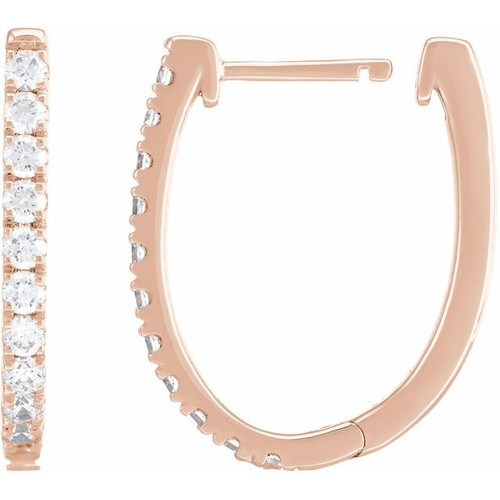 14K Rose 3/4 CTW Lab-Grown Diamond Hoop Earrings