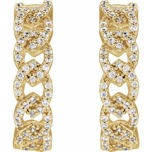 14K Yellow 1/2 CTW Lab-Grown Diamond Hoop Earrings