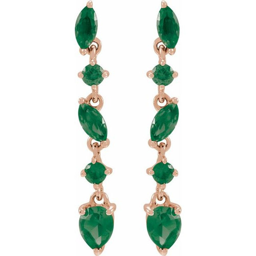 14 Karat Rose Gold Natural Emerald Earrings |$714