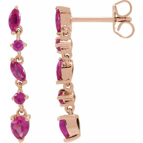 14K Rose Lab-Grown Ruby Earrings