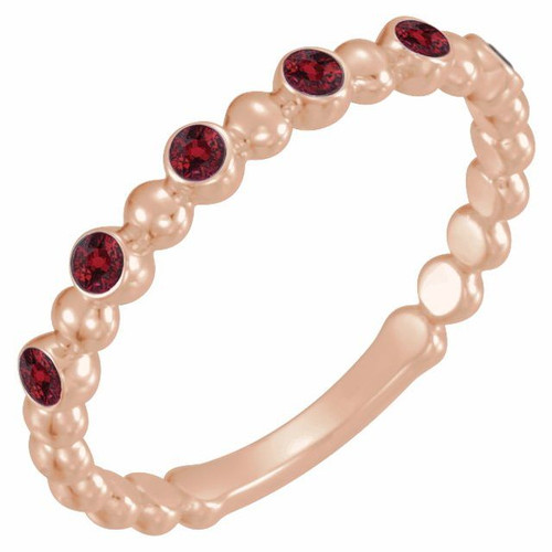 Genuine Ruby Ring in 14 Karat Rose Gold Ruby Stackable Ring   