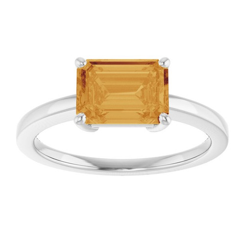 14K White Natural Citrine Ring