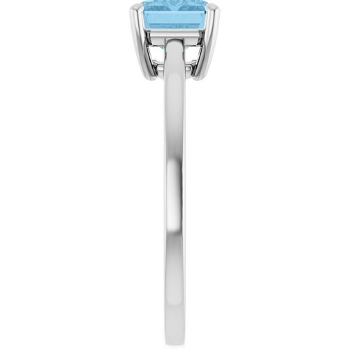 14K White Natural Sky Blue Topaz Ring