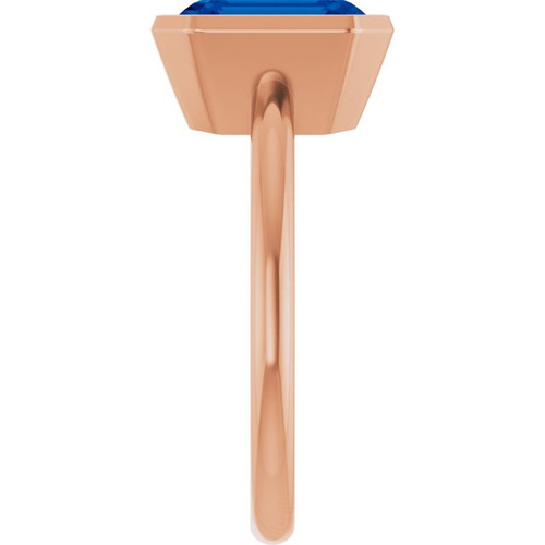 14K Rose Lab-Grown Blue Sapphire Ring