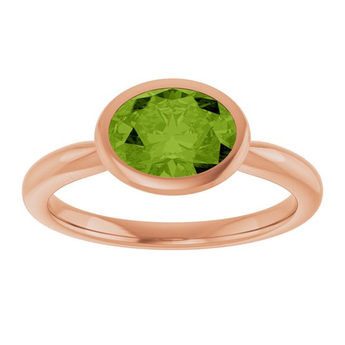 14K Rose Natural Peridot Ring
