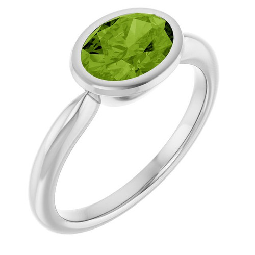 Platinum Natural Peridot Ring