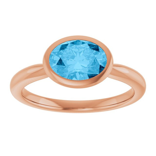 14K Rose Natural Swiss Blue Topaz Ring