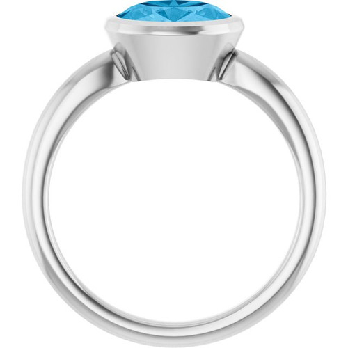 Platinum Natural Swiss Blue Topaz Ring