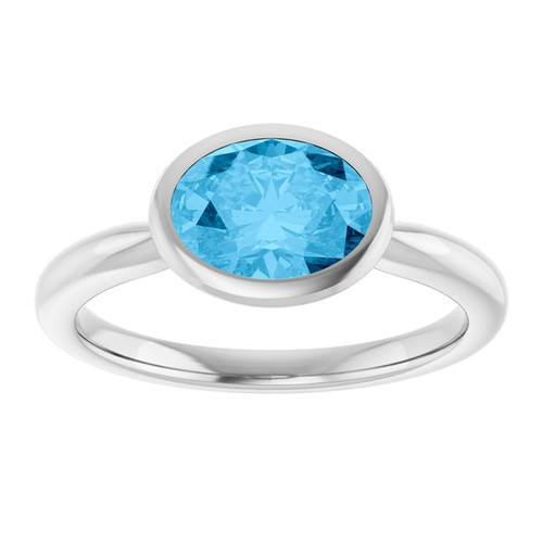 Platinum Natural Swiss Blue Topaz Ring