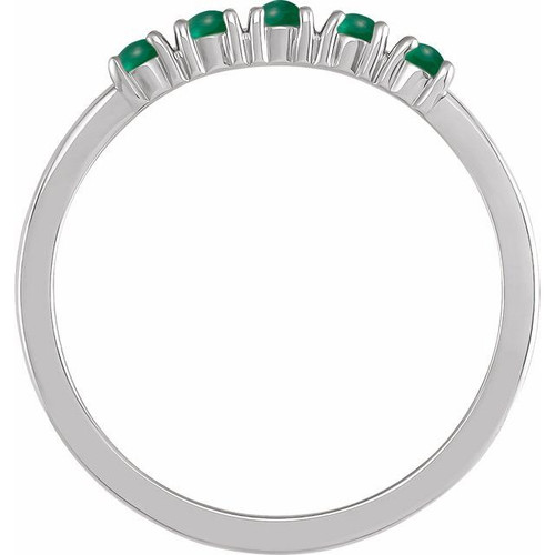 Sterling Silver Natural Emerald Cabochon Stackable Ring