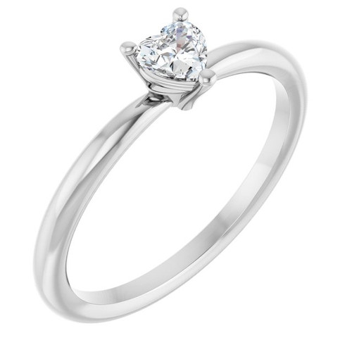 Sterling Silver Natural White Sapphire Heart Solitaire Ring