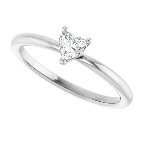 Sterling Silver Natural White Sapphire Heart Solitaire Ring