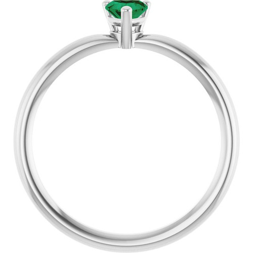 Sterling Silver Lab-Grown Emerald Heart Solitaire Ring