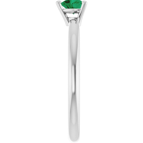 Sterling Silver Lab-Grown Emerald Heart Solitaire Ring