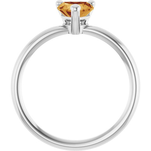 Sterling Silver Natural Citrine Heart Solitaire Ring