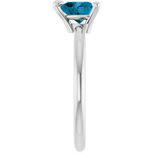 Sterling Silver Natural London Blue Topaz Heart Solitaire Ring