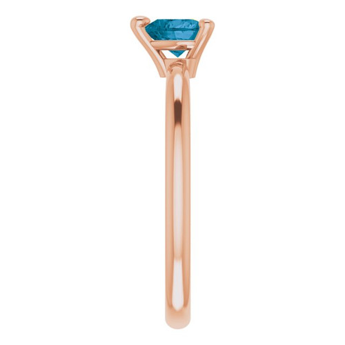 14K Rose Natural London Blue Topaz Heart Solitaire Ring