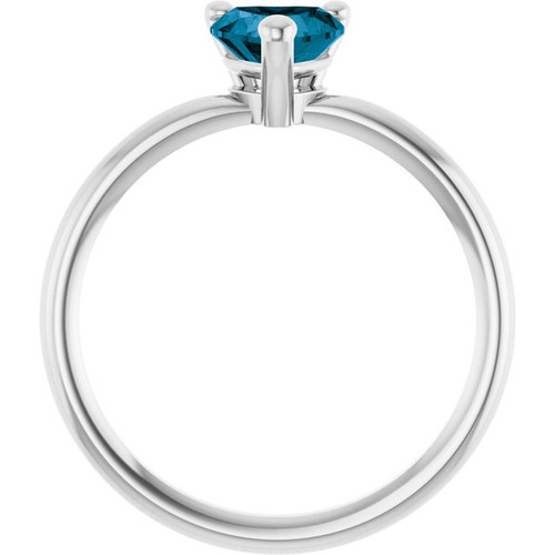 Platinum Natural London Blue Topaz Heart Solitaire Ring