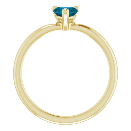 14K Yellow Natural London Blue Topaz Heart Solitaire Ring
