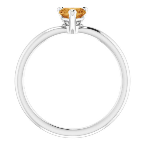 Sterling Silver Natural Citrine Heart Solitaire Ring