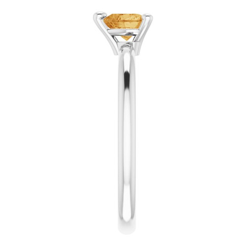Platinum Natural Citrine Heart Solitaire Ring