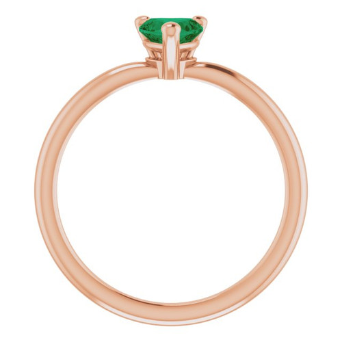 14K Rose Lab-Grown Emerald Heart Solitaire Ring