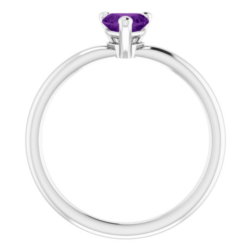 Sterling Silver Natural Amethyst Heart Solitaire Ring