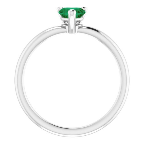 Sterling Silver Lab-Grown Emerald Heart Solitaire Ring