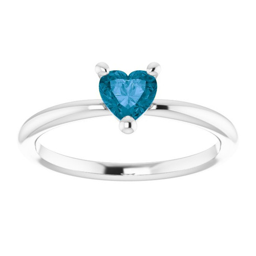Sterling Silver Natural London Blue Topaz Heart Solitaire Ring