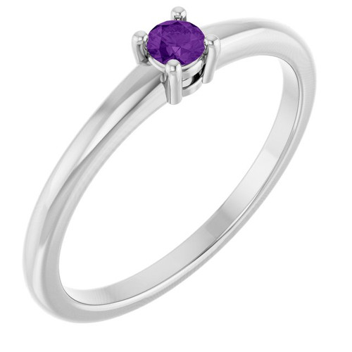 Sterling Silver Natural Amethyst Ring
